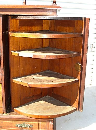 Antique 1880s Victorian Walnut DENTAL CABINET swing out shelves 