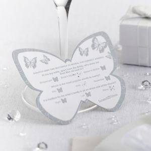 10 Wedding Trivia Scratch Cards Butterfly Silver  