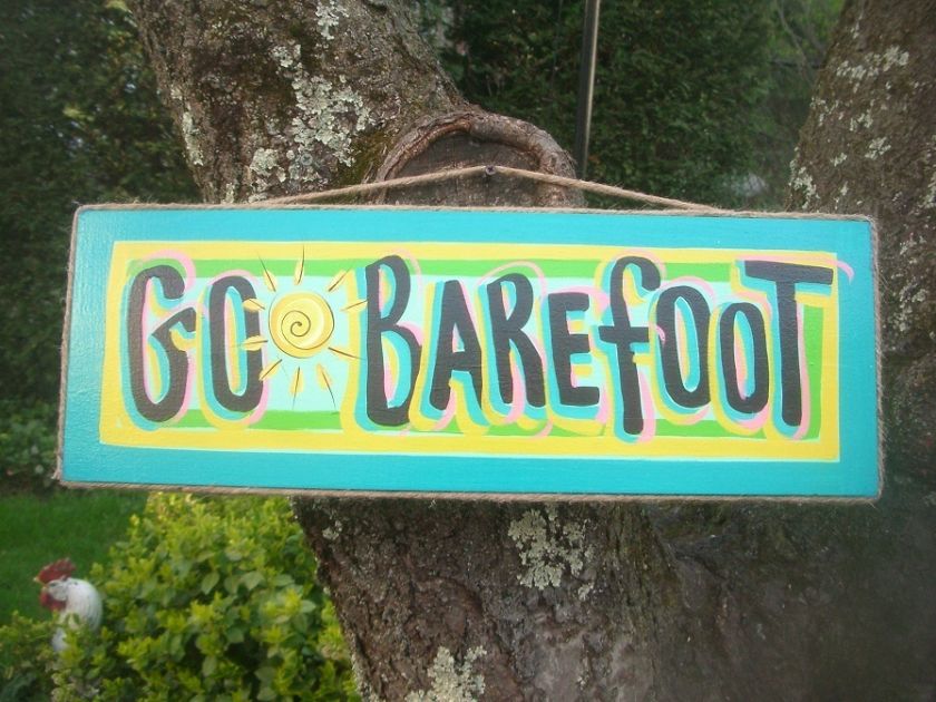 GO BAREFOOT TROPICAL TIKI POOL HOT TUB SPA BEACH SIGN  