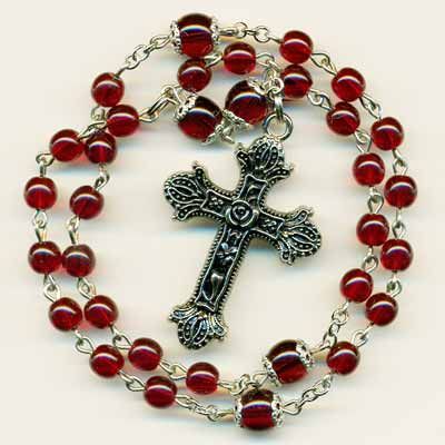 Handmade Garnet Red Precious Blood Anglican Episcopal Rosary  