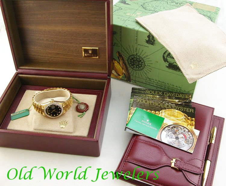 Rolex 18K President 18348 Rare FACTORY Black Onyx Diamond Dial 