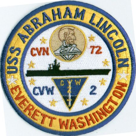 US NAVY SHIP PATCH, USS ABRAHAM LINCOLN, CVN 72, CVW 2  