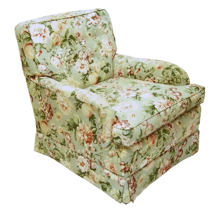  dunbar style floral arm chair and ottoman beautifully upholstered 