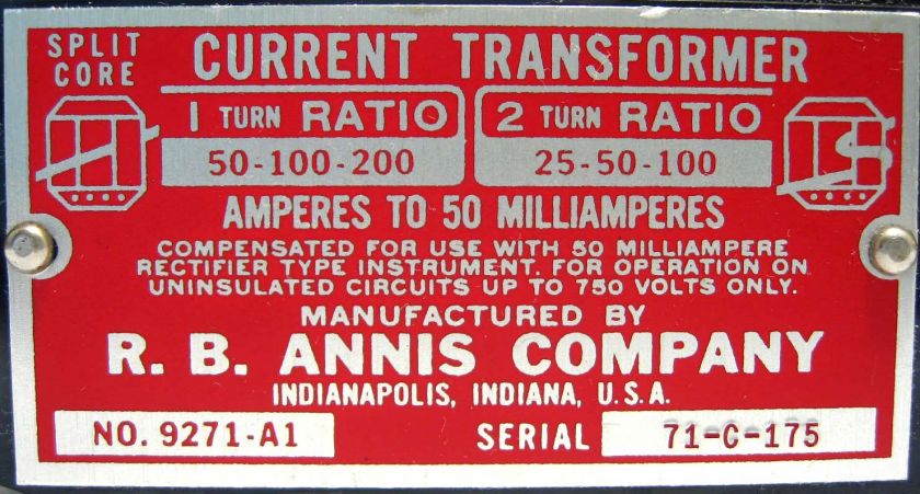 RB Annis Split Core Current Transformer 50 mA Multi tap  