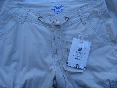 Womens Caribbean Joe Cargo Capri Crop Pants Size 10 Petite NWT  