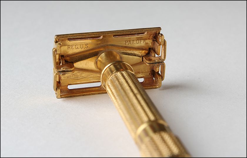 Vintage Gillette Gold Aristocrat double edge safety razor TTO DE user 