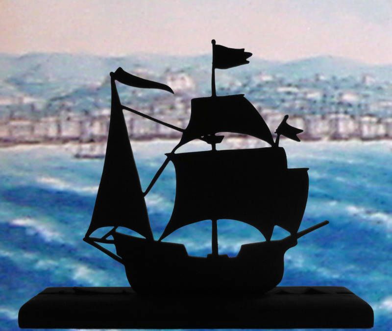 Columbus Caravel Type Sailing Ship Wood Silhouette Gift  