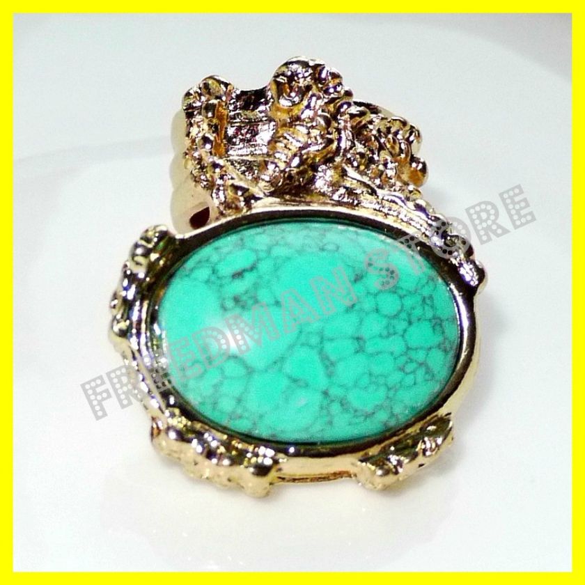   gold plated stone chunky knuckle cocktail party finger ring U.S size 6