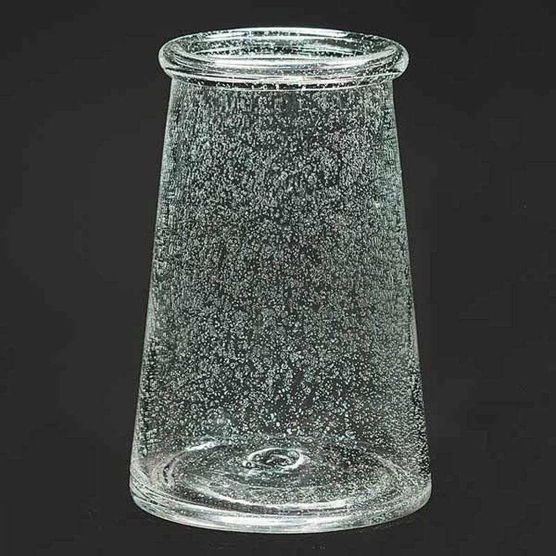 This glass bubble style pinched top vase works well around the home 