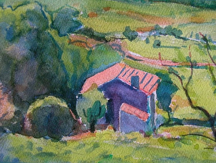 PAINTING SIMONE FONFREIDE FAUVIST LANDSCAPE AUVERGNE 19  