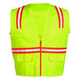 MultiPocket Lime Reflective Traffic Sport Safety Vest L  