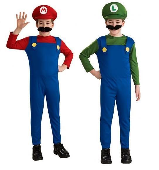 Childrens Mario and Luigi Costumes  S,M,L  