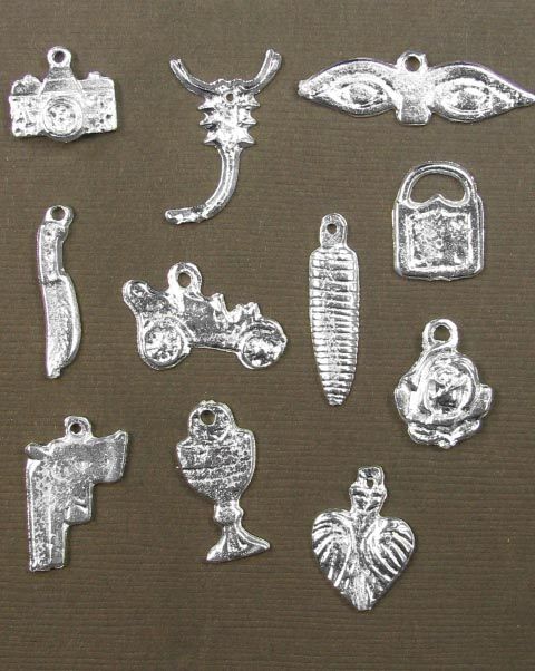 50 MEXICAN FOLK ART DAY OF THE DEAD SILVER MILAGROS n4  