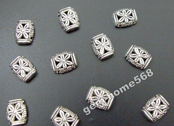 50 Tibet Silver Flower 2 Hole Spacer Bar B765 Free Ship  