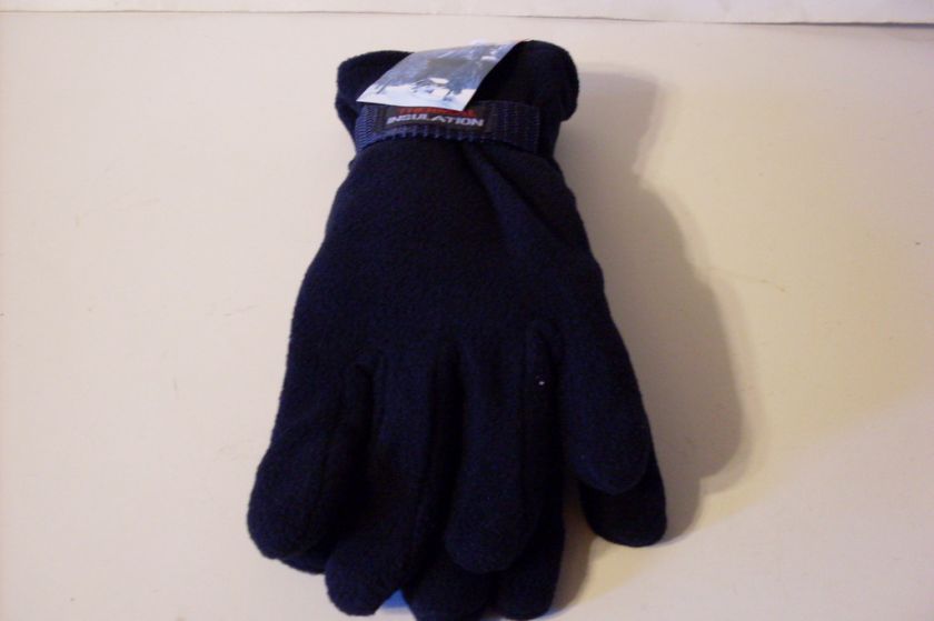 MENS FLEECE THERMAL INSULATION GLOVES   NAVY BLUE  