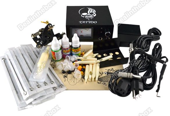 Professional Complete Tattoo Beginner Kit Machine 1 Gun Supply Set 