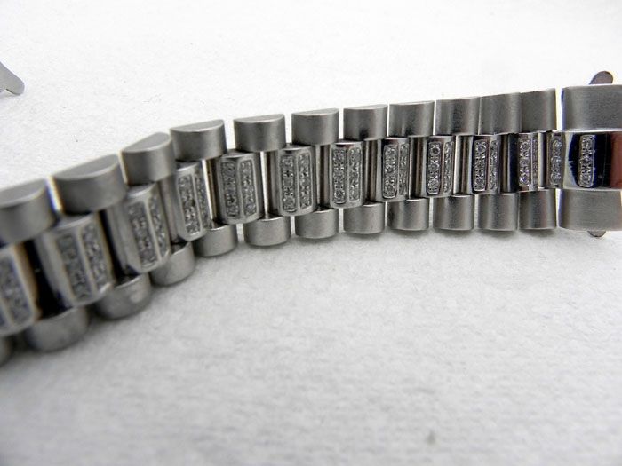 14K WHITE GOLD DIAMOND PRESIDENT BAND BRACELET 62 grams  