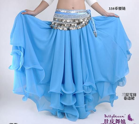 BOHO 3LAYERS BELLY DANCE CHIFFON COSTUME SKIRT BD 010  