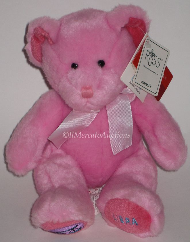 New RUSS LIBRA Zodiac Bear Plush Pink STAR SCOPE Teddy 3737 Stuffed 