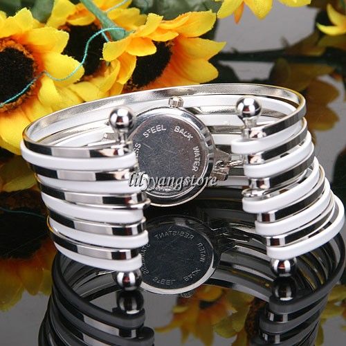 Stainless Steel Band Women Quartz Bangle Wristwatch Bracelet Fashion 