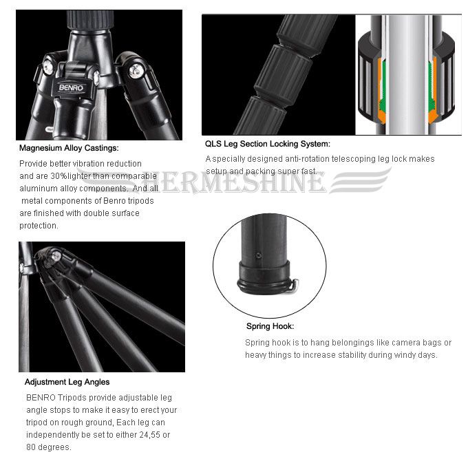 New Benro A1691TB0 Monopod Tripod Kit Travel Angel Bag  