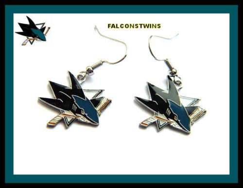 SAN JOSE SHARKS DANGLE EARRING SET CHARM J HOOK NEW NHL  