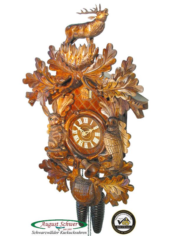 Up for auction genuine hand made Black Forest cuckoo clock. New 