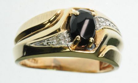 MENS 10K SOLID YELLOW GOLD BLACK ONYX DIAMOND BAND ESTATE RING J221040 