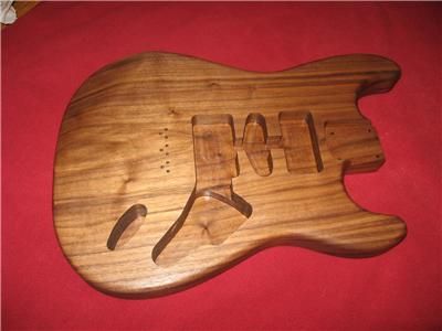 Custom American Black Walnut Guitar Body Hardtail Bridge.  