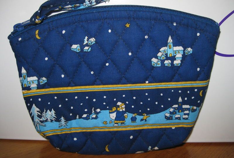 VERA BRADLEY RARE BLUE HOLIDAY SMALL COSMETIC NWOT  