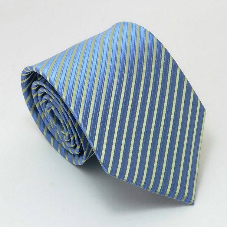 Landisun 80G Blue Green Stripes Mens Silk Tie Set Tie+Hanky+Cufflinks 