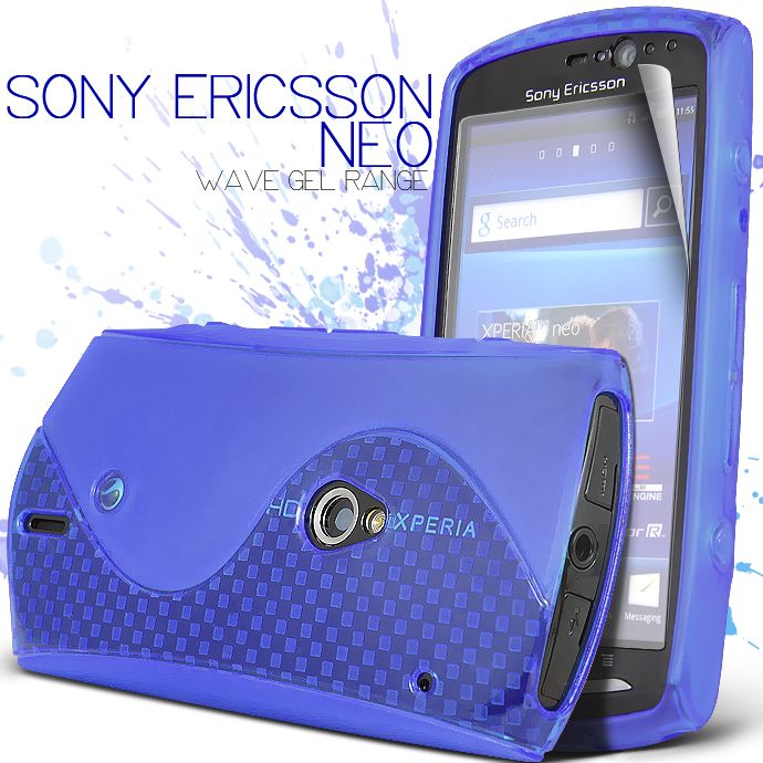 BLUE S LINE WAVE GEL CASE & SCREEN GUARD FOR SONY ERICSSON XPERIA NEO 