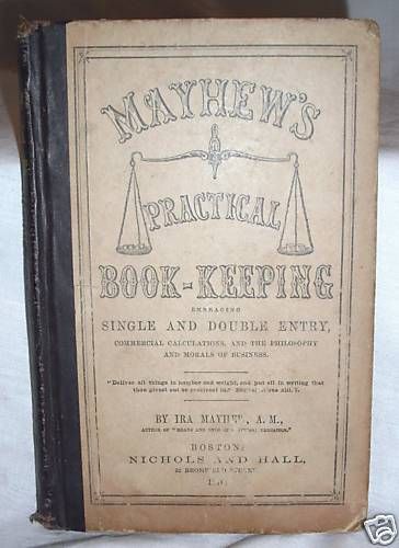 Vintage HC Book Mayhews Practical Book Keeping 1870  