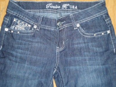 juniors 12K skinny jeans CRYSTAL fleur RHINESTONES 33 bling 11 ~like 