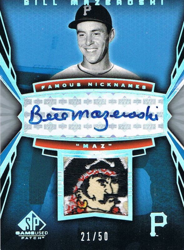 04 UD BILL MAZEROSKI SP Game Used Patch Autograph /50  