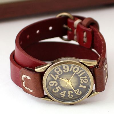 DON BOSCO]Genuine leather LONG band fashion wristwatch antique 