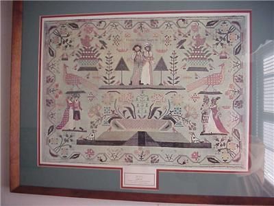 1792 SAMPLER Reproduction Worcester Mass Art Museum ~ fashions 18th 