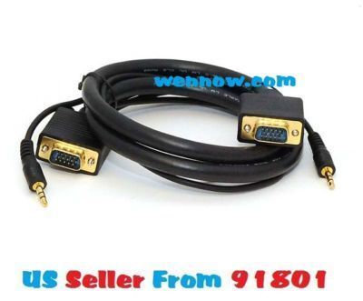 PC To TV 10ft SVGA HD15 M/M cable w/ 3.5mm Audio Cable  