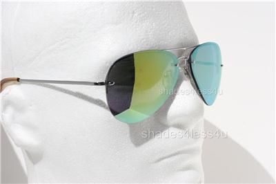 MEN RIMLESS GREEN YELLOW MIRROR LENS AVIATOR SUNGLASSES  