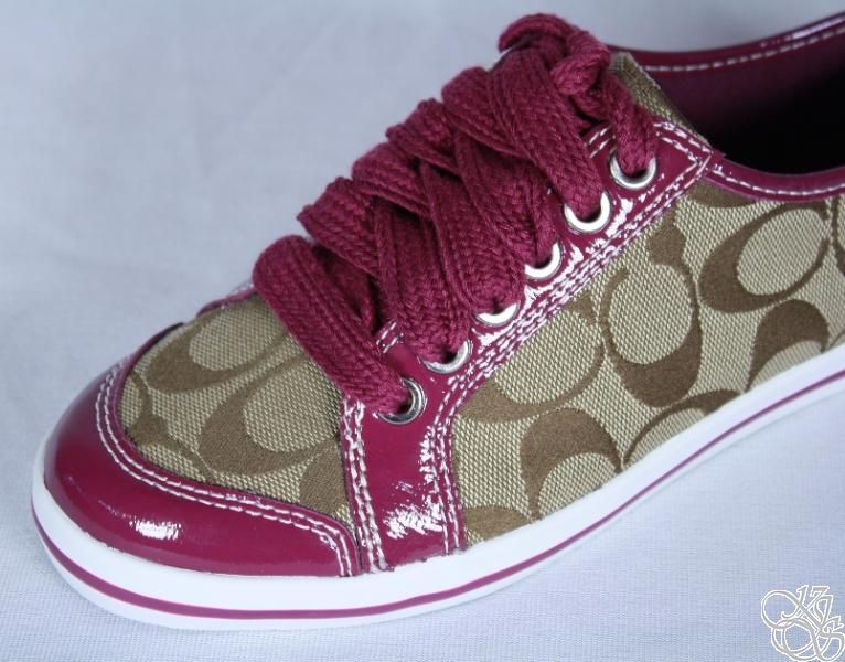 COACH Brodi 12CM Signature C Crinkle Khaki/Plum Womens Sneakers Shoes 