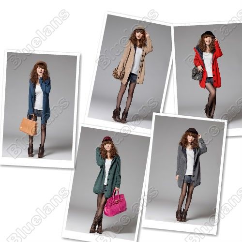 Beauty Single breasted Thicken Long Hooded Cardigan Sweater Cotton 