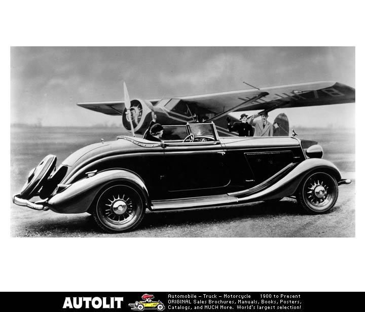 1934 Studebaker Roadster & Airplane Factory Photo  