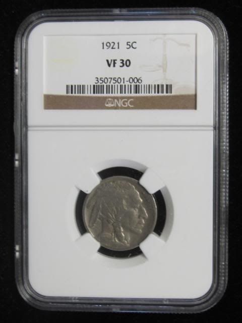 1921 Buffalo Nickel NGC VF 30  