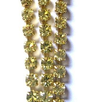 4mm*SS18 Jonquille Yellow Rhinestone Chain SILVERPLATE  