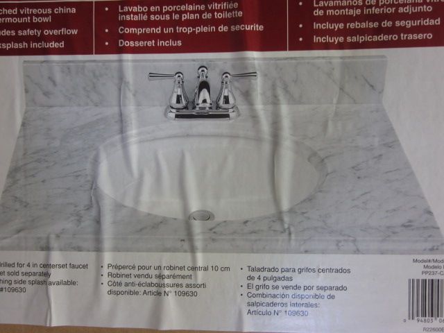 NIB ESTATE Carerra Marble Vanity Top Sink  