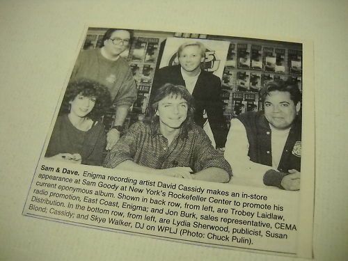 DAVID CASSIDY New York record store 1990 PROMO Pic/Text  
