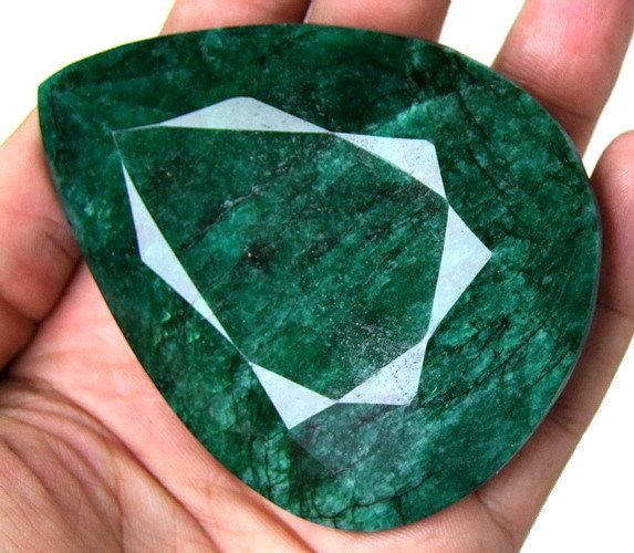 KGCL CERTIFIED 745 CTS NATURAL EARTHMINED PEAR EMERALD LOOSE GEMSTONE 