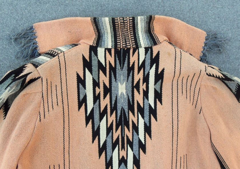 VTG 40S CHIMAYO WOVEN WOOL FRINGED SOUTHWESTERN blanket rug JACKET 