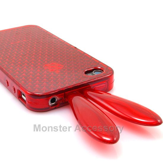 Red Bunny Candy Skin TPU Gel Case Cover For Apple iPhone 4S NEW  