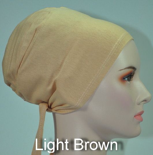 100% Cotton Under Scarf Shawl Bonnet Hijab Light Brown  